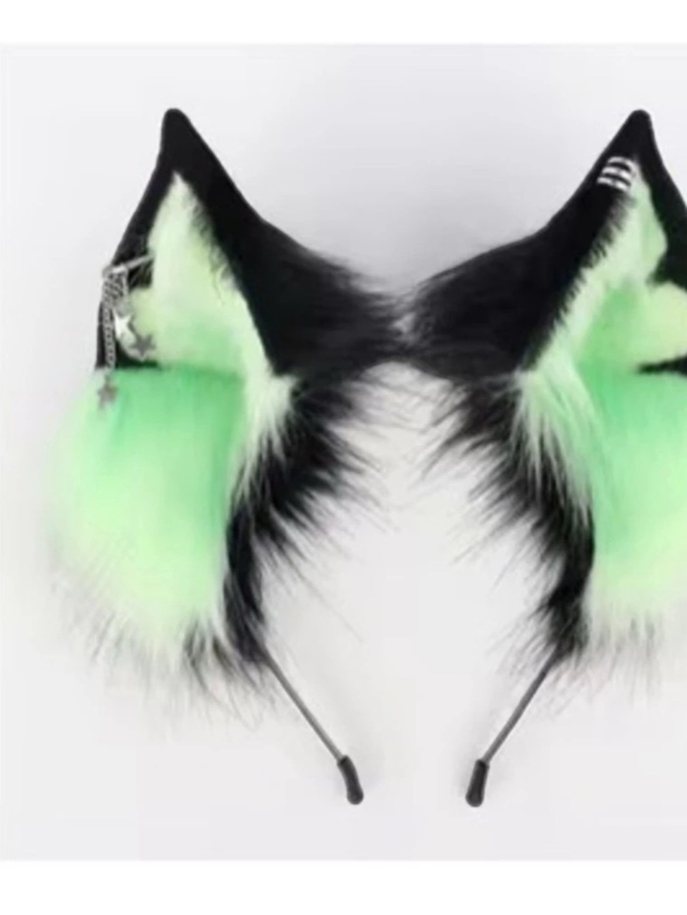 Cute Faux Fox Punk Headband Faux Fur Ears Green & Black